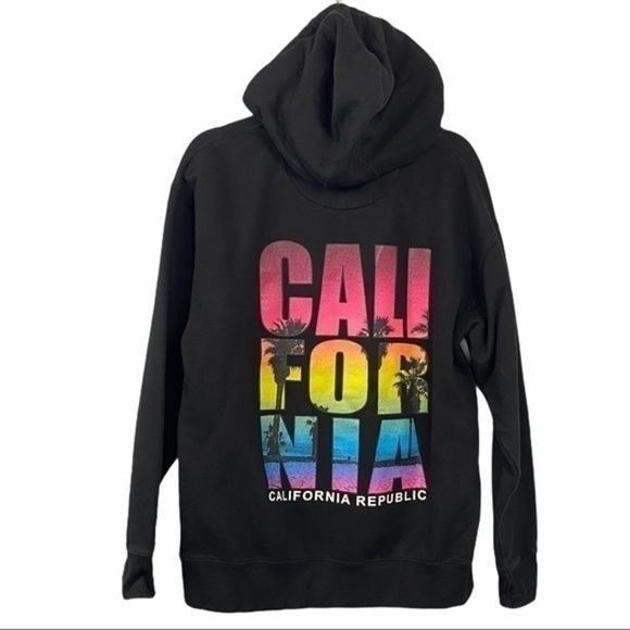 California Republic Black Hooded Sweatshirt Size L - Picture 2 of 4